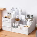 White ALOXE Makeup Organizer Box with Drawers for Women