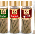 Aroma Factory Loban, Rose & Gugal Dhoop Sticks with Holder 3x100g Pack