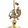 Handmade Brass Peacock Hanging Diya with 5 Oil Wicks for Decoration