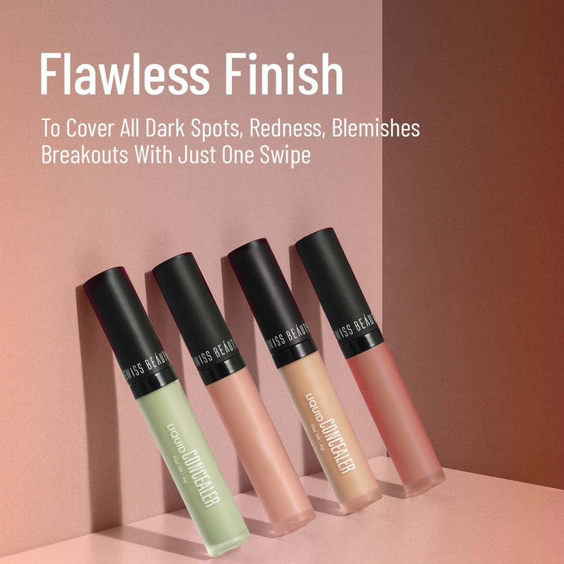 Swiss Beauty Liquid Light Weight Concealer With Full Coverage |Easily Blendable Concealer For Face Makeup With Matte Finish | Shade- Light - Moyen, 6g