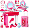 Zest 4 Toyz Beauty Makeup Kit for Doll Girls Cosmetic Set 2 in 1 Vanity Table Portable Trolley Pretend Play Set Toy with Make up Accessories for Kids Plastic (Pink) 21 Pieces Beauty Set_A