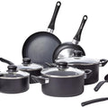 Amazon Basics 15-Piece Non-Stick Cookware Set, PFOA-Free, Black