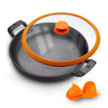 CountryCook 26cm Cast Iron Frying Pan with Lid Induction Safe