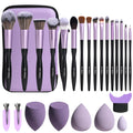 16-Piece Makeup Brush Set with Sponge & Eyeshadow Applicator
