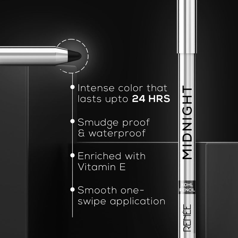 Renee Midnight Kohl Pencil - Smudgeproof And Waterproof Kajal