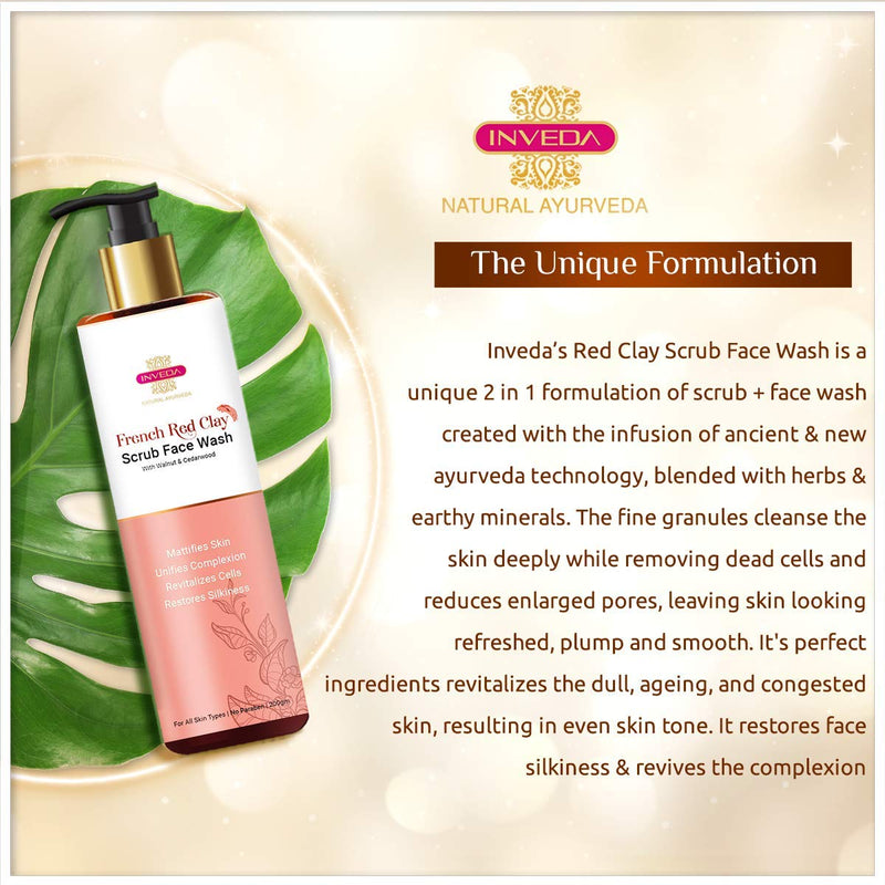 Inveda French Red Clay Scrub Face Wash