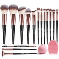 MAANGE 15-Piece Black Gold Makeup Brush Set with Sponge & Cleaner