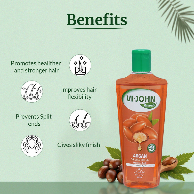 VI-JOHN Naturale Argan Enriched Hair Oil Moisture & Soft with Vitamin A.E & F