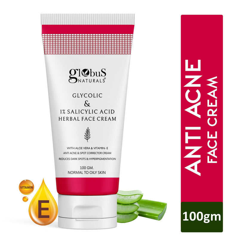 Globus Naturals Glycolic & 1% Salicylic Acid Herbal Anti Acne Face Cream