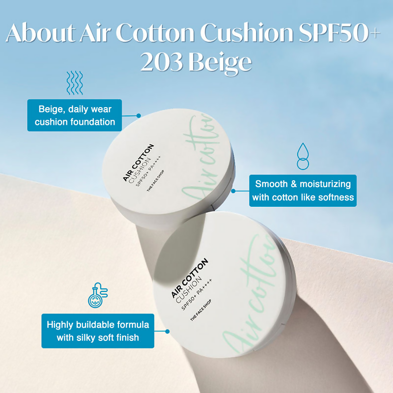 The Face Shop Air Cotton Cushion SPF 50+ PA++++ - 203 Beige