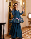 Kaasni Handpainted Organza Sharara Set