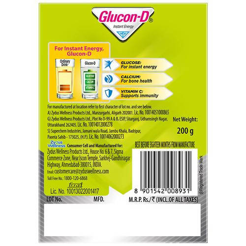 Glucon-D Instant Energy Health Drink - Nimbu Pani | Nimbu Pani Flavoured Glucose Powder | Instant Energy & Immunity Recharge | With Vitamin C & Calcium