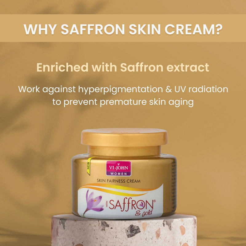 VI-JOHN Saffron Gold Skin Fairness Cream with Vitamin E & Mulberry Extracts