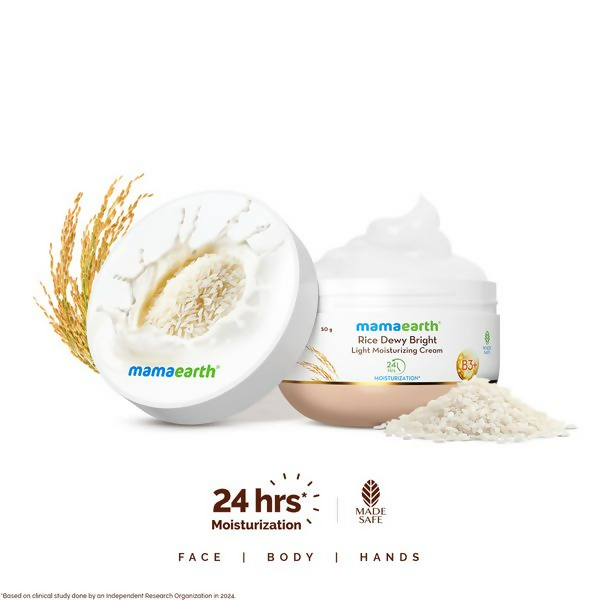 Mamaearth Rice Dewy Bright Light Moisturizing Cream with Rice Water & Niacinamide For Glass-Skin