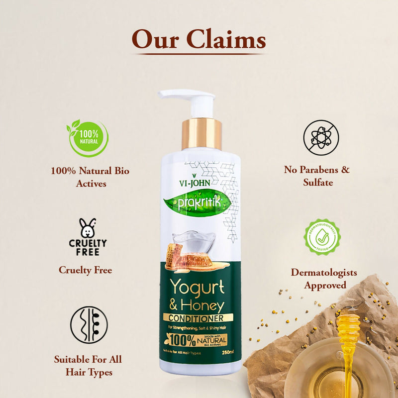 VI-JOHN Prakritik Yogurt & Honey Conditioner, Restores Hair Moisture, Made With Natural Bio-Active