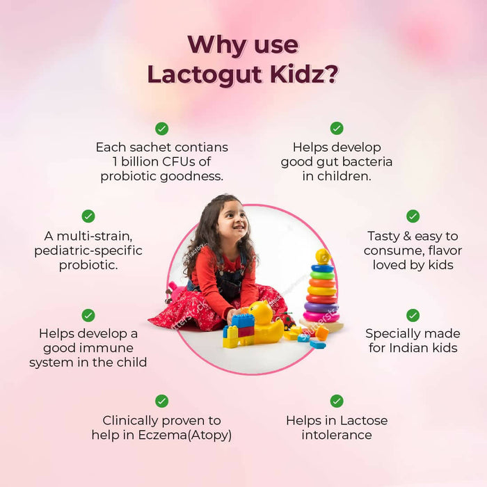 Velbiom Lactogut Kidz Probiotics Powder Sachets - Orange Flavor