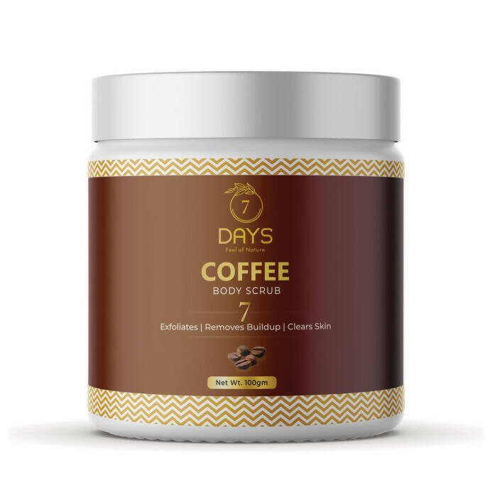 7 Days Coffee Body Scrub container on a white background