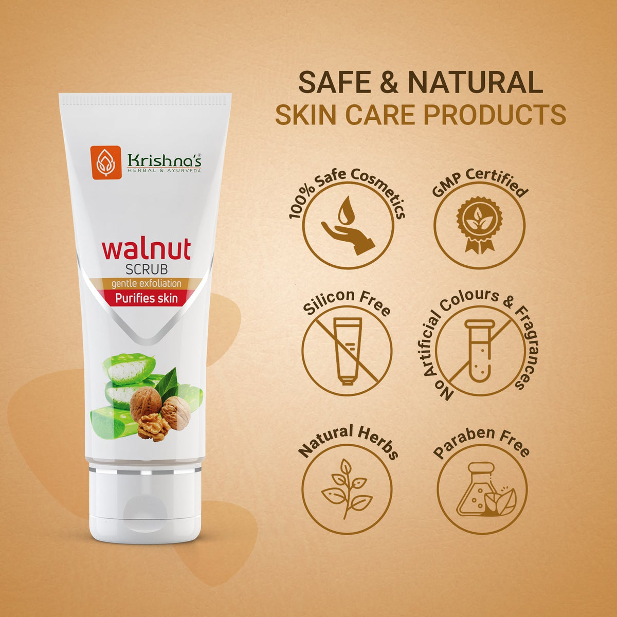 Krishna'S Herbal & Ayurveda Aloevera Walnut Scrub