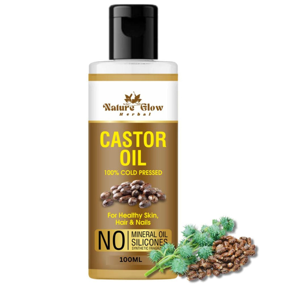 Nature Glow Herbal Cold Pressed 100% Pure Castor Arandi Oil