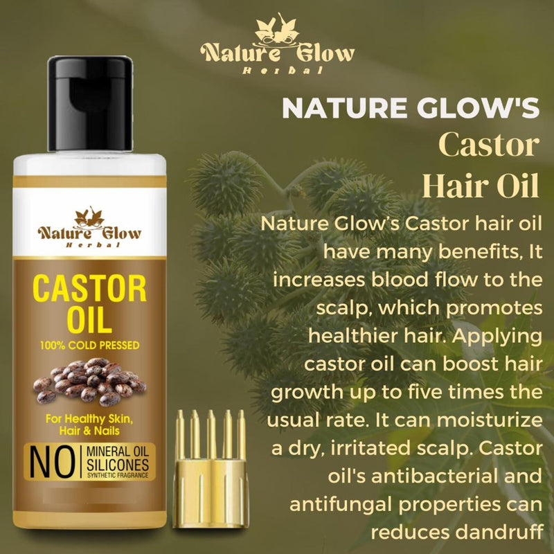 Nature Glow Herbal Cold Pressed 100% Pure Castor Arandi Oil