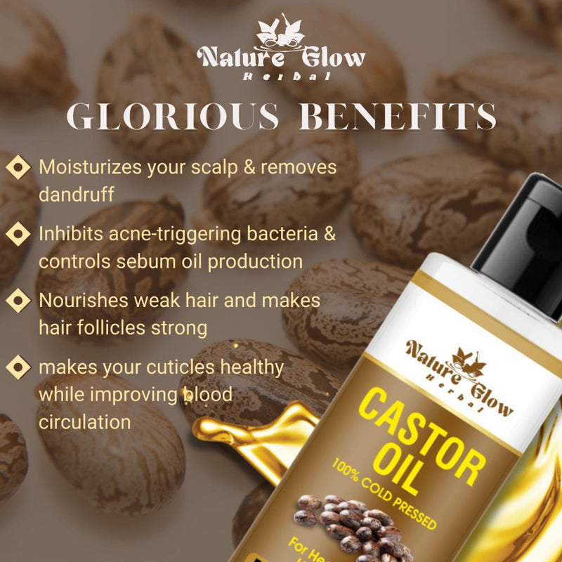 Nature Glow Herbal Cold Pressed 100% Pure Castor Arandi Oil
