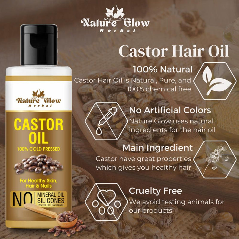 Nature Glow Herbal Cold Pressed 100% Pure Castor Arandi Oil