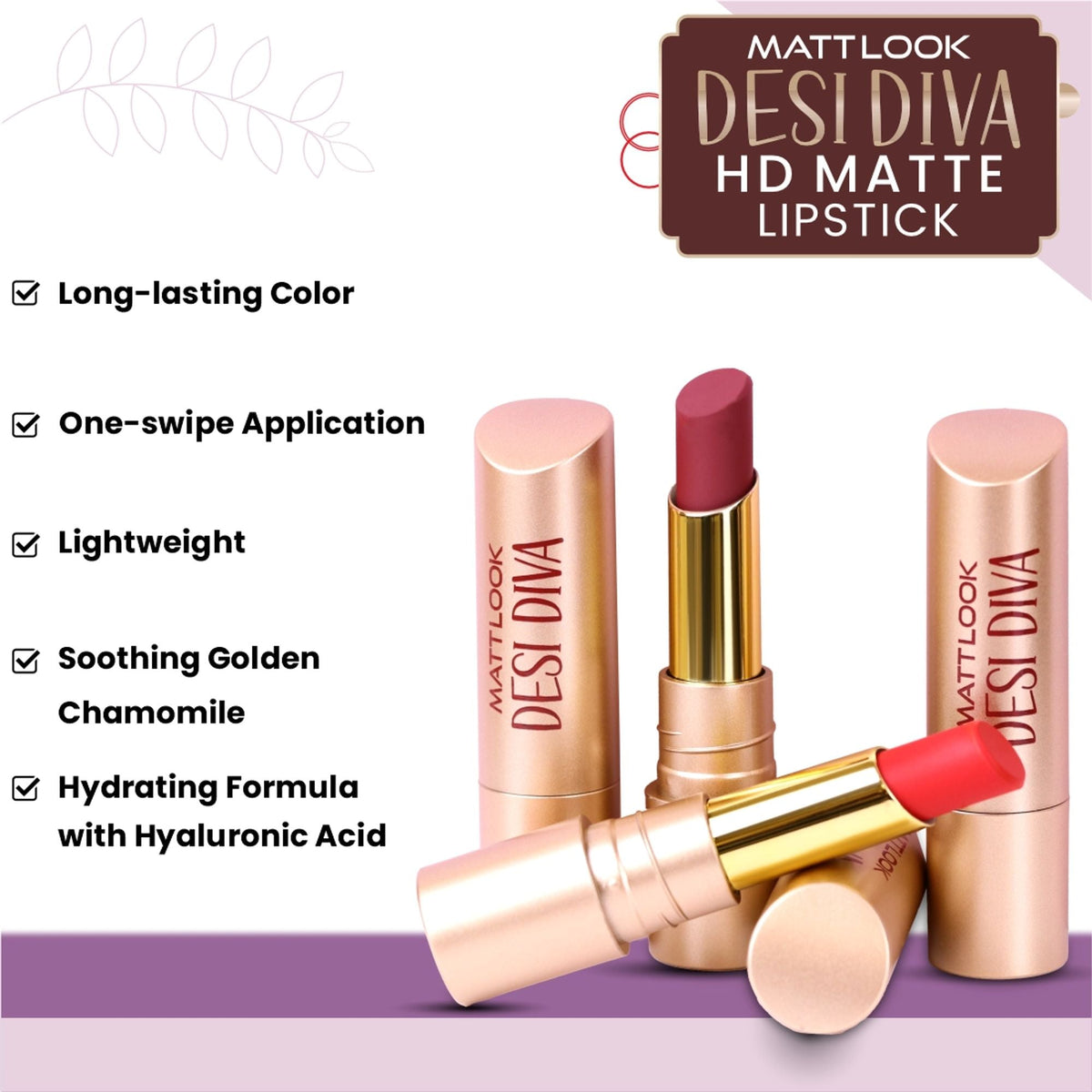 Matt Look Desi Diva HD Matte Lipstick - Berry Plum-14