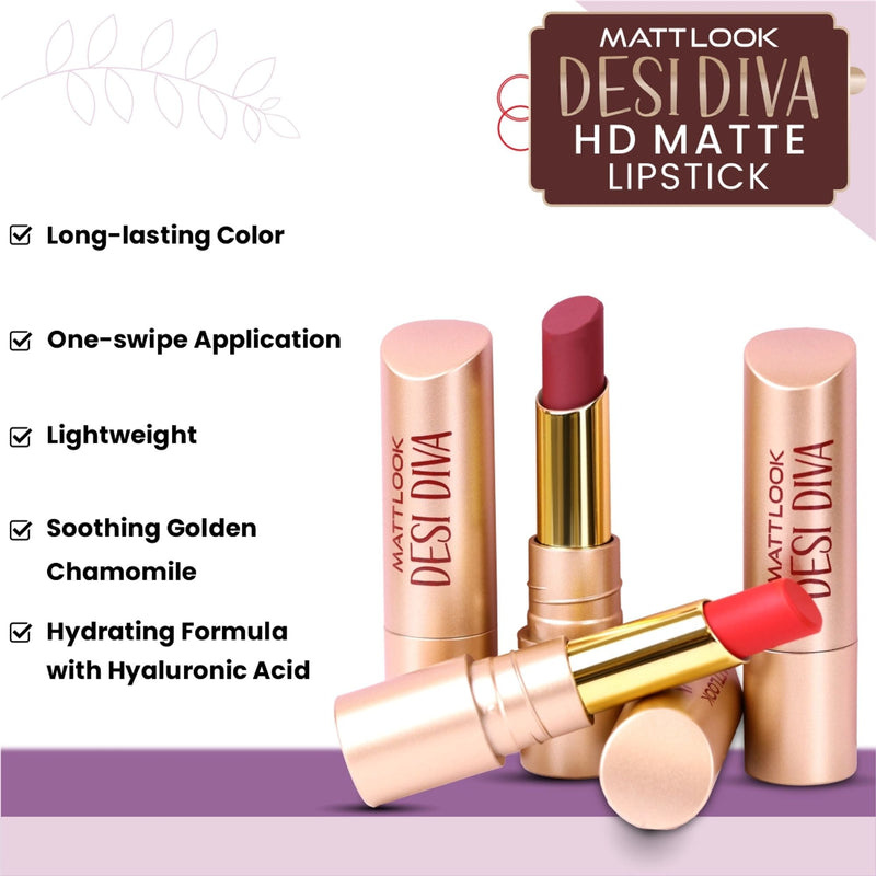 Matt Look Desi Diva HD Matte Lipstick - Nude Blush-22
