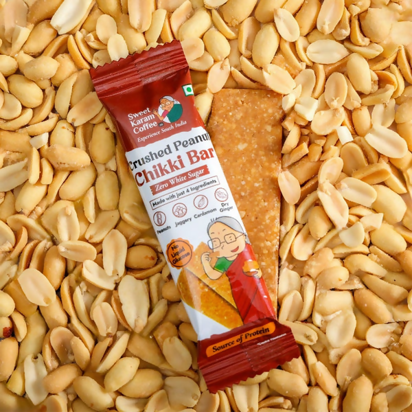 Sweet Karam Coffee Crushed Peanut Chikki Bar (Zero White Sugar)