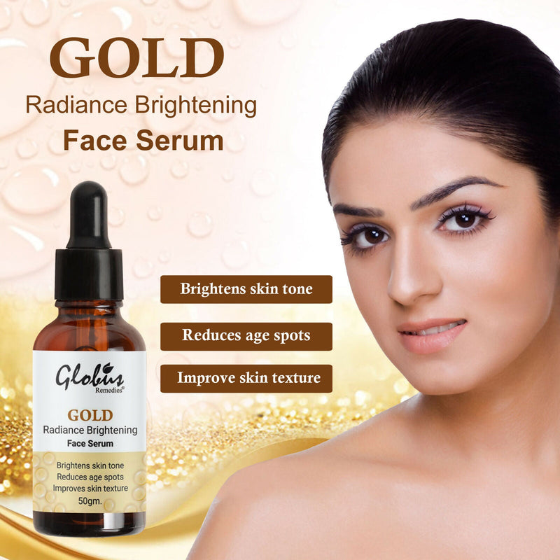 Globus Remedies Gold Radiance Anti Aging Face Serum, For Skin Lightening & Dark Spots Removal