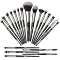 MAANGE 20-Piece Black/Silver Makeup Brush Set for Face & Eyes