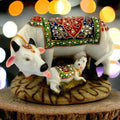 White Marble Cow and Calf Figurine - Decorative Good Luck Gift