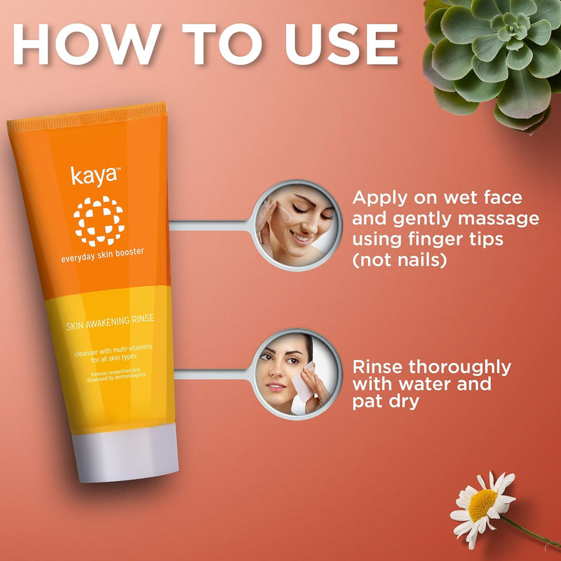 Kaya Skin Awakening Rinse Face Wash with Niacinamide, Vitamin C, A & E for All Skin Types
