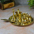 Brass Pooja Thali Set 8-Inch with Diyas and Accessories