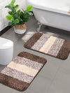 Microfiber Striped Anti-Skid Bath Mats 35x50cm Pack of 2 Brown