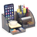 Udgamy Smoky Black Desk Organizer 7-Compartment Pen Holder