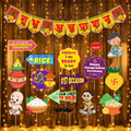 Annaprasanam Photo Booth Props with Annaprasanam Paper Bunting Paper Banner Hindi Font Shubh Annaprashan | Rice Ceremony Decorations Items (Pack of 18)