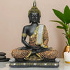 25cm Meditating Buddha Statue Orange Black Home Decor Gift