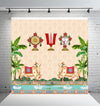 Tilak Shankam and Chakram (8FT-8FT) Backdrop Cloth for Pooja Decoration Traditional Background Curtain Cloth for Festival. (Washable Fabric)