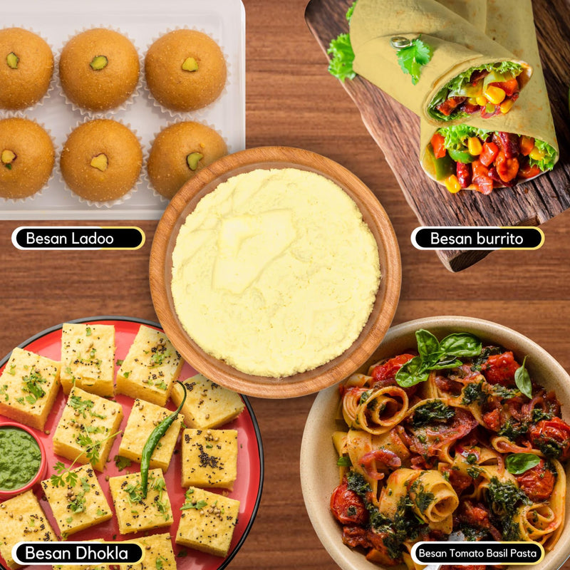 Organic Zing Besan Flour also known as Chickpea Flour, Bengal Gram Flour or Garbanzo Bean Flour |Vegan| Preservative Free | Resealable Pack