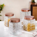 Nestasia Square Glass Jars with Rose Gold Lids, 1600ml, Set of 4