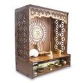 Shree Wooden Pooja Stand with LED Light for Home and Office Temple