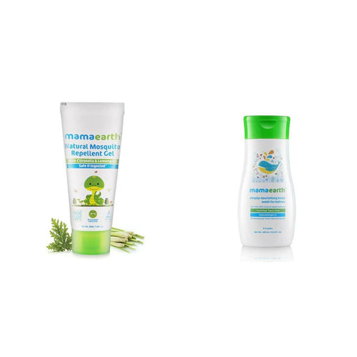 Mamaearth Natural Mosquito Repellent Gel & Deeply Nourishing Wash for Babies