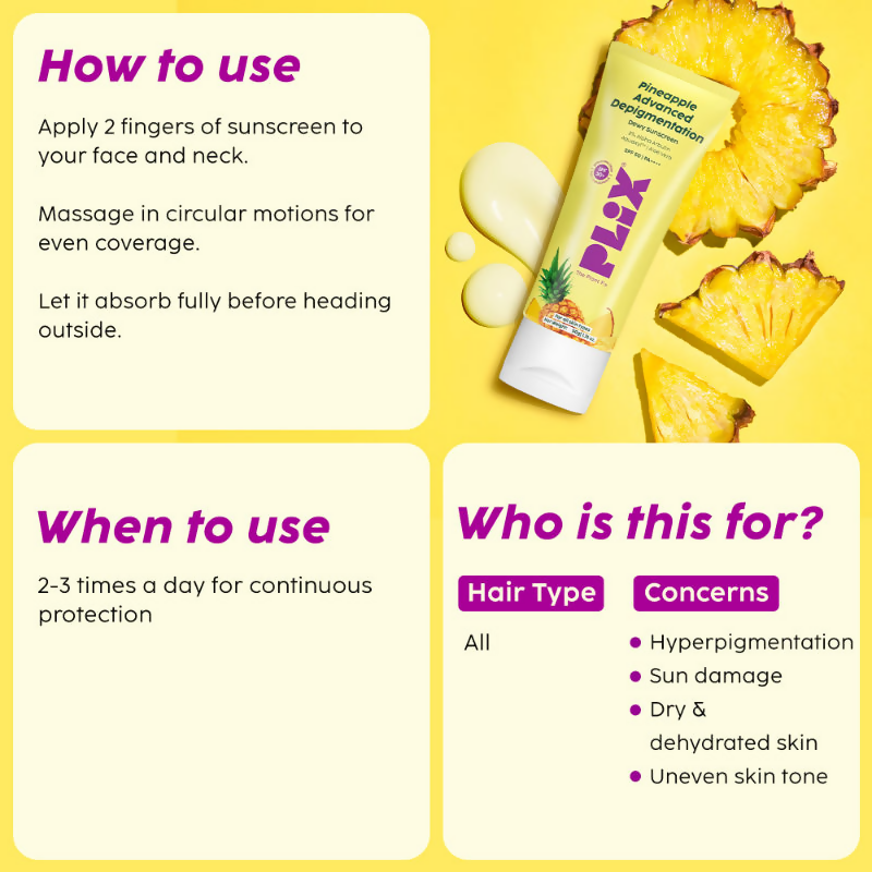 PLIX The Plant Fix Pineapple Advanced Depigmentation Dewy Sunscreen SPF 50 PA++++