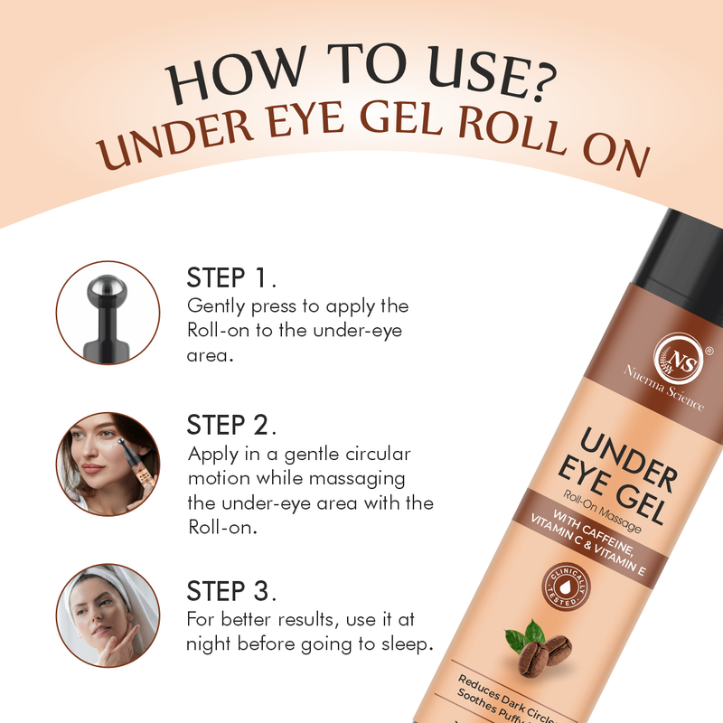 Nuerma Science Under Eye Gel Massage Roll-On to Reduce Dark Circles, Soothes Puffy Eyes
