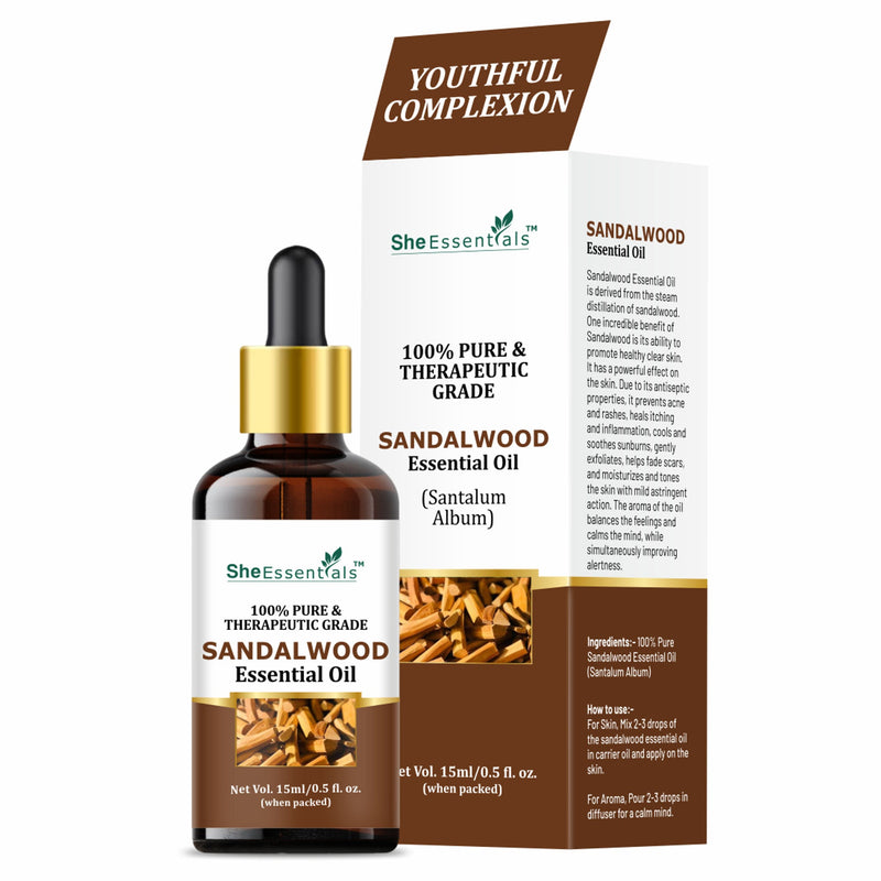 She Essentials Natural Sandalwood Essential Oil For Revitalizes Mind & Soul