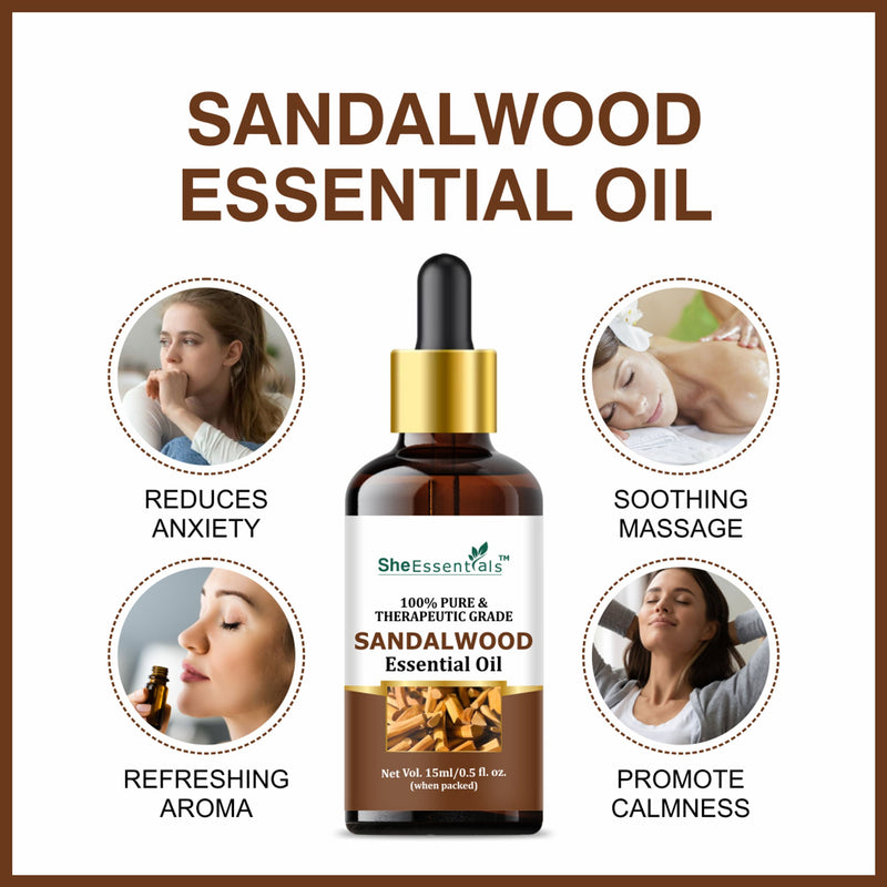 She Essentials Natural Sandalwood Essential Oil For Revitalizes Mind & Soul