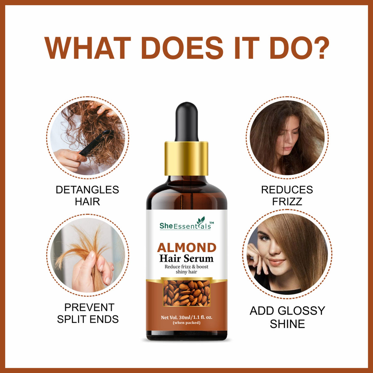 She Essentials Almond Oil Hair Serum Remove Roughness & Frizz