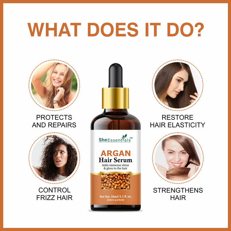 She Essentials Moroccan Argan Hair Serum With Argan Oil For Frizz Free & Shiny Hair