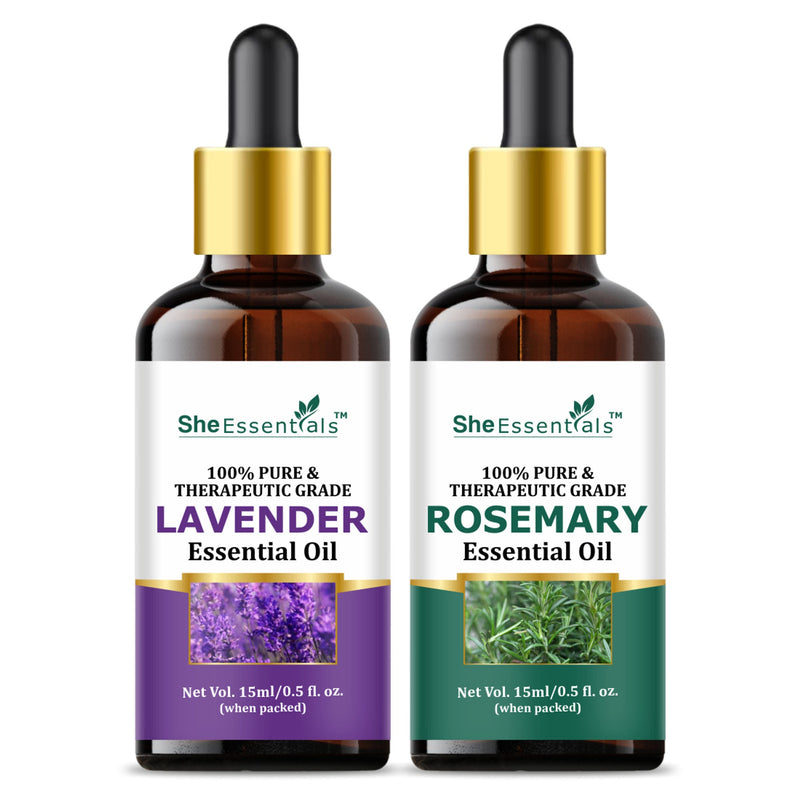 She Essentials Lavender & Rosemary Essential Oil For Hair & Skin Combo
